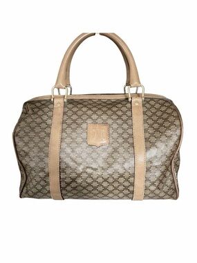 Vintage Celine Macadam Monogram Boston Bag Tan Brown Triomphe Logo